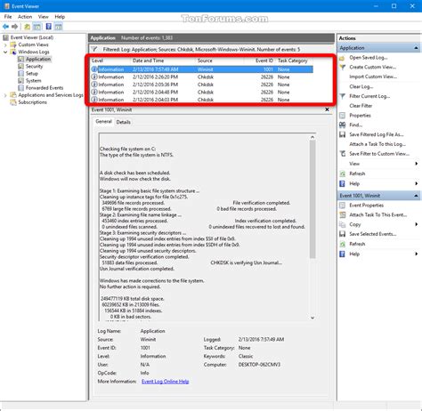 chkdsk log event viewer